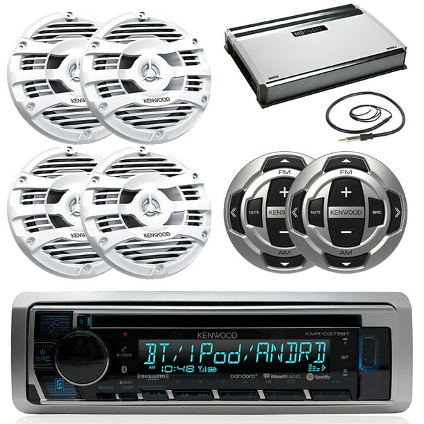 Kenwood Marine Bluetooth CD MP3 USB Radio w/ 4x 6.5" Speakers and Wired Remote Kenwood Marine Bluetooth CD MP3 USB Radio w/ 4x 6.5" Speakers and Wired Remote